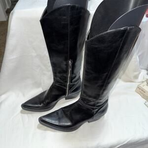 ZARA Leather Knee High Boots Zipper inside Sz 6.5